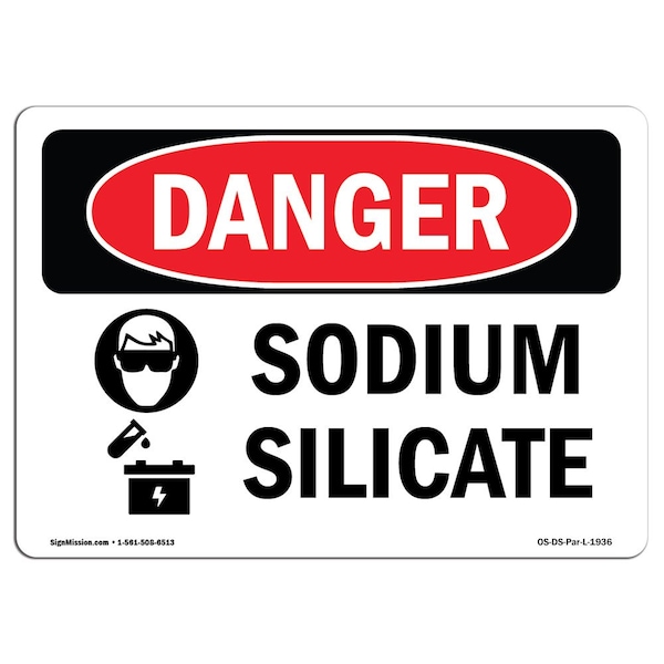 Safety Sign, OSHA Danger, 3.5" Height, 5" Width, Sodium Silicate, Landscape, 10PK